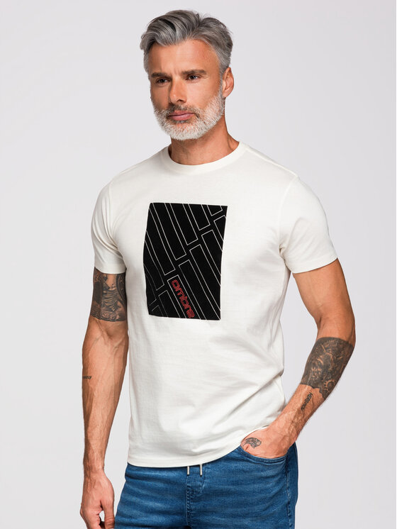 Ombre Ombre T-Shirt OM-TSPT-0259 Biały Regular Fit
