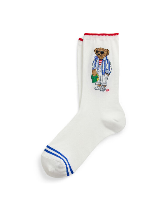 Skarpety wysokie damskie Polo Ralph Lauren, Białe, 455968668001