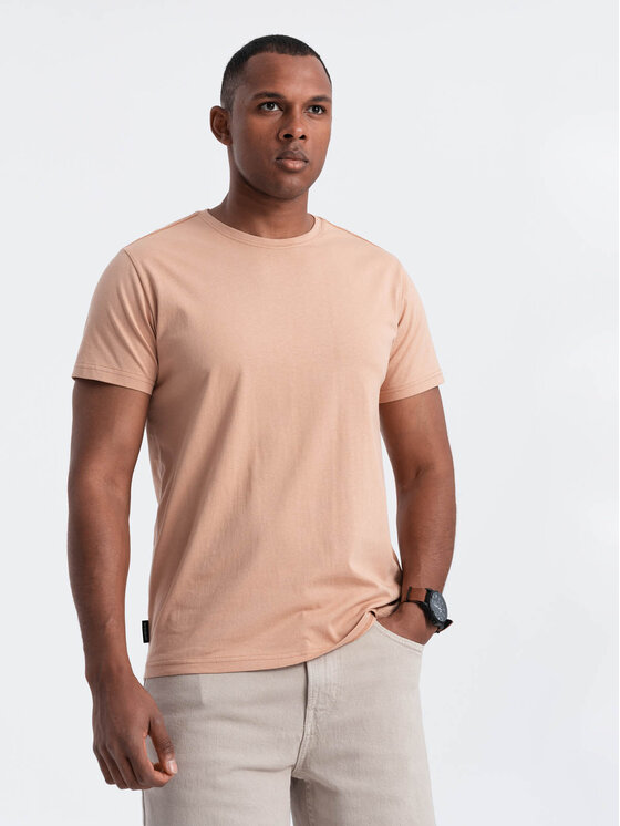 Ombre Ombre T-Shirt OM-TSBS-0146 Béžová Regular Fit
