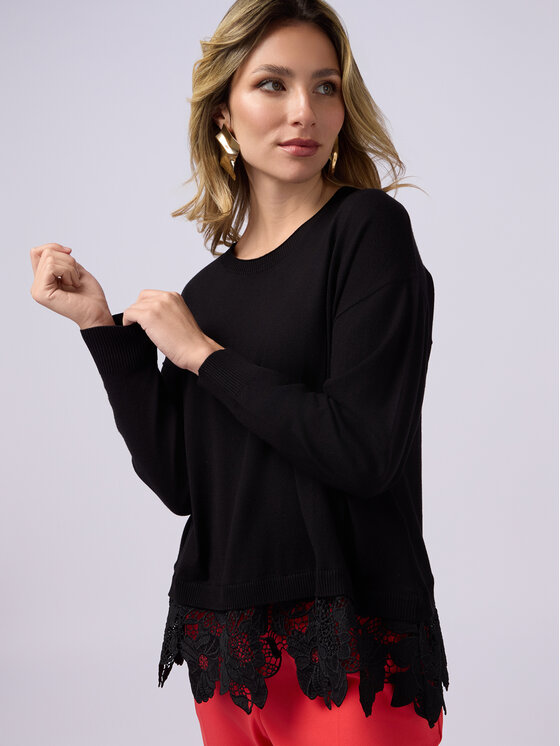 Oltre Oltre Sweter M094E001831N033 Czarny Regular Fit