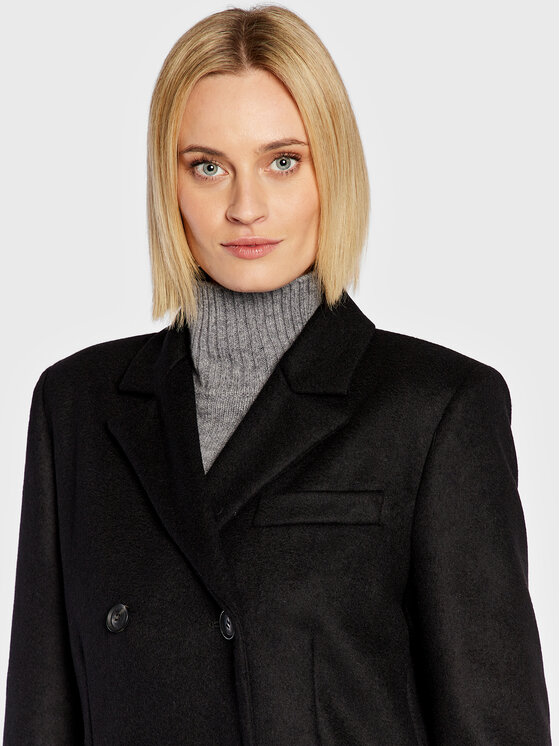 Trussardi Trussardi Vlněný kabát 56S00807 Černá Regular Fit