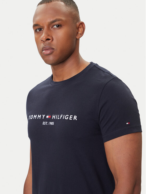 Tommy Hilfiger Tommy Hilfiger Póló Core Logo Tee MW0MW11465 Sötétkék Slim Fit