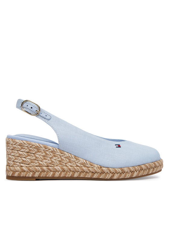 Tommy Hilfiger Tommy Hilfiger Еспадрили Hemp Slingback Wedge Espadrilles FW0FW09472 Светлосин