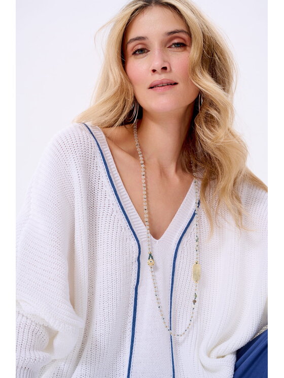 blue shadow blue shadow Sweter Lyna Écru Regular Fit