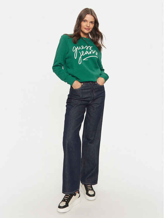 Guess Guess Majica dugih rukava W4BQ17 KC811 Zelena Regular Fit