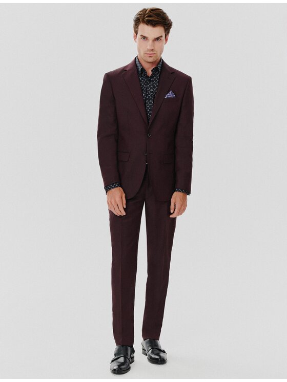 Pako Lorente Pako Lorente Garnitur P24WP-4G-008 Bordowy Super Slim Fit
