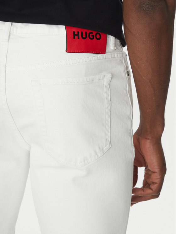 HUGO HUGO Szorty jeansowe 50537717 Biały Regular Fit