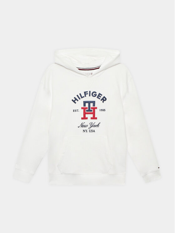 Tommy Hilfiger Džemperis ar kapuci Monogram KS0KS00395 D Balts Regular Fit