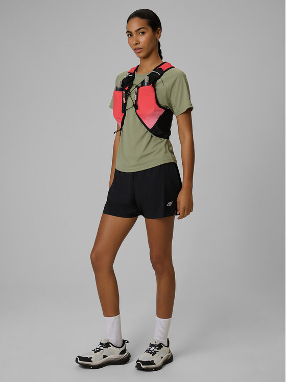 4F 4F Koszulka techniczna RUNNING Khaki Regular Fit