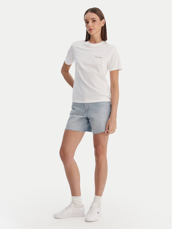 Calvin Klein Calvin Klein T-Shirt Calvin Klein-Lv047E809G Yaa LV047E809G Bílá Classic Fit