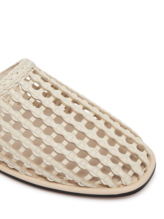 Tommy Hilfiger Tommy Hilfiger Natikači Hilfiger Leather Mix Flat Mule FW0FW09280 Kremna