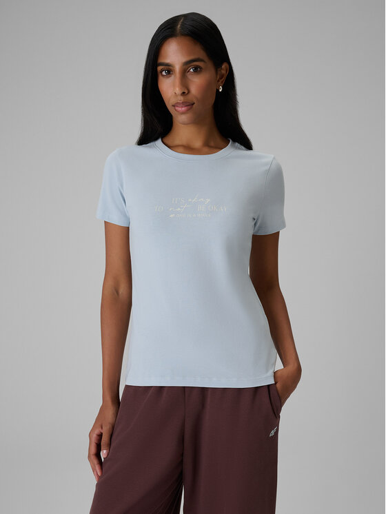 4F 4F T-Shirt SELF LOVE Niebieski jasny Slim Fit