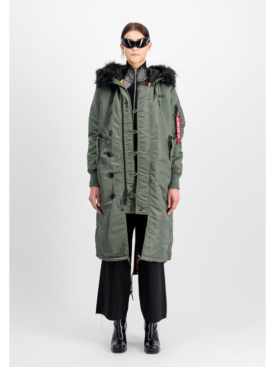 Alpha Industries Alpha Industries Kurtka zimowa Long Fishtail Field Jacket Women Zielony Regular Fit