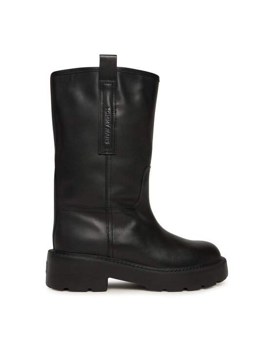 Tommy Jeans Tommy Jeans Bokacsizma Tjw Leather Mid Tubular Boot EN0EN02834 Fekete