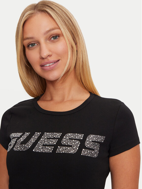 Guess Guess Marškinėliai V4BI16 KCIV1 Juoda Regular Fit