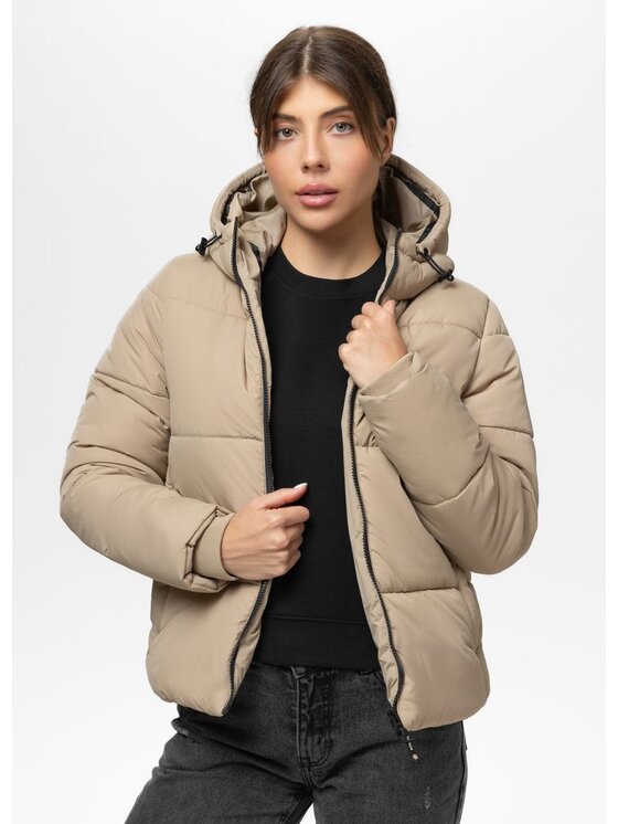 PITBULL PITBULL Kurtka przejściowa Kurtka zimowa pikowana z kapturem VISTA XL Beżowy Regular Fit