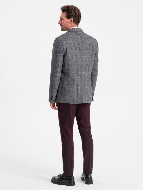 Ombre Ombre Marynarka OM-BLZB-0119 Szary Regular Fit