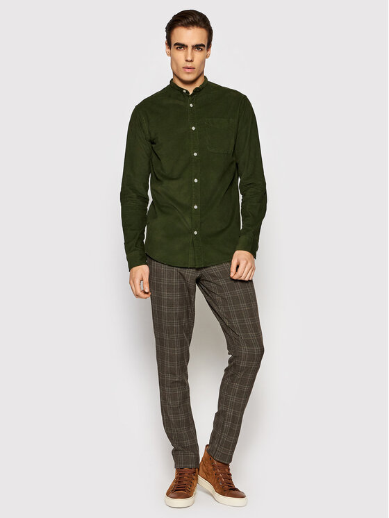 Camicia Blautlas Cord 12196561 Verde Slim Fit