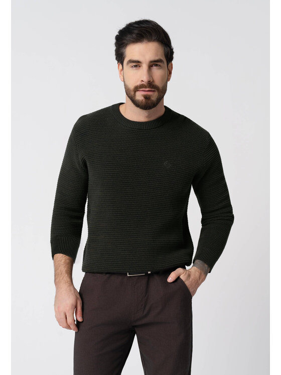 Volcano Volcano Sweter S-BERTO Czarny Regular Fit