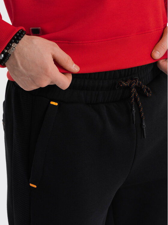 Ombre Ombre Spodnie dresowe OM-PASK-0145 Czarny Regular Fit