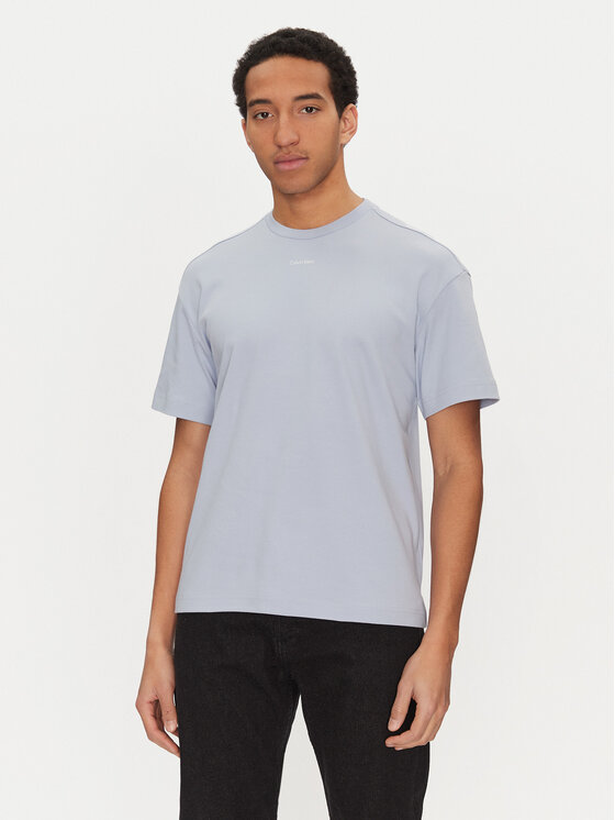 Męski T-Shirt Calvin Klein, Rozmiar S, Niebieski, Nano Logo K10K112487