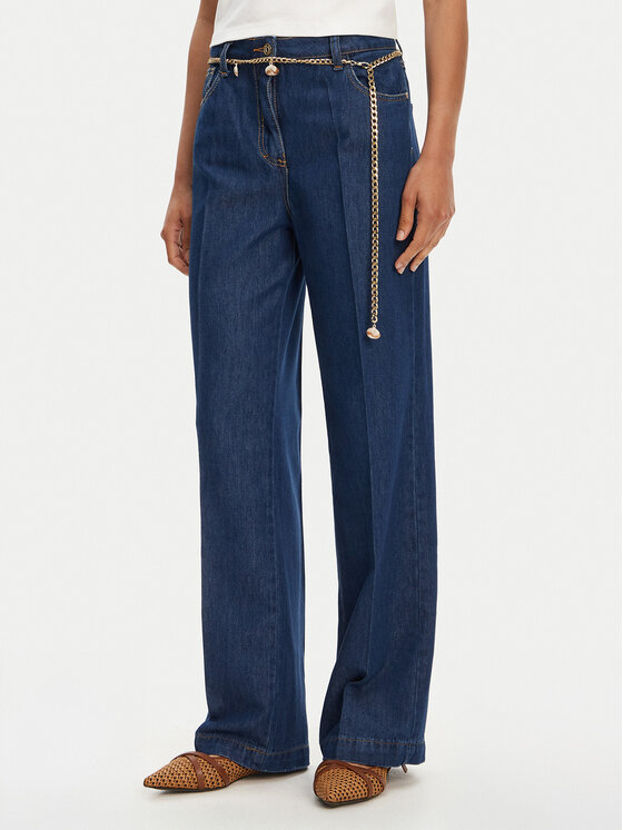 Please Please Jeansy P3HUDINCBB Tmavomodrá Wide Leg