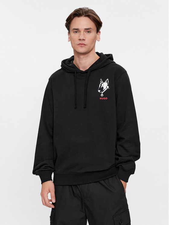 Hugo Felpa Dammico 50509184 Nero Relaxed Fit, taglia : XXL