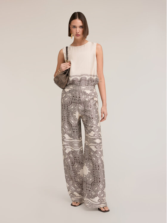 Motivi Motivi Pantaloni di tessuto P001W100851N0R2 Crema Over Fit