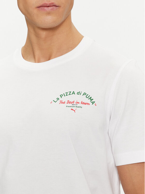 Puma Puma T-Shirt Graphics Pizza 625415 Biały Regular Fit