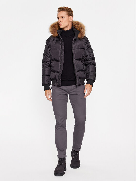 Bomboogie Bomboogie Пухено яке JM603PTNIW3 Черен Regular Fit