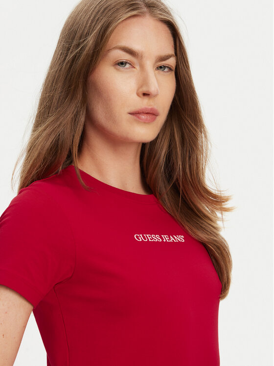 Guess Jeans Guess Jeans Тишърт W4YI01 J1314 Червен Slim Fit