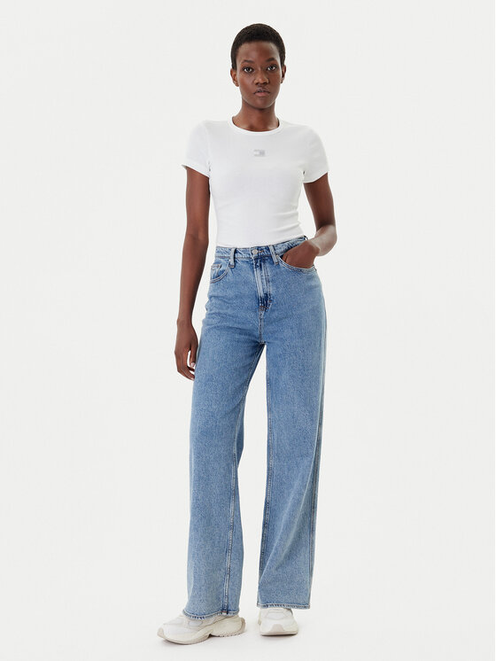 Tommy Jeans Tommy Jeans Marškinėliai Badge DW0DW17881 Balta Slim Fit