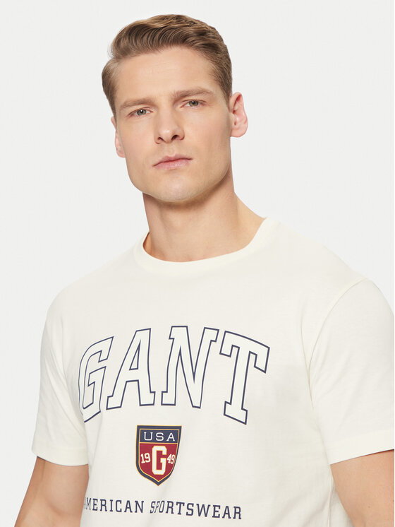 Gant Gant T-krekls 2003290 Écru Regular Fit