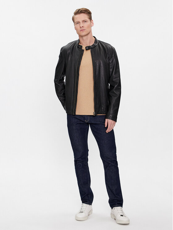 Pepe Jeans Pepe Jeans Lederjacke Vonn PM402878 Schwarz Regular Fit