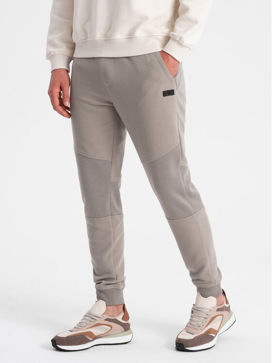 Ombre Ombre Teplákové kalhoty OM-PASK-0127 Hnědá Regular Fit