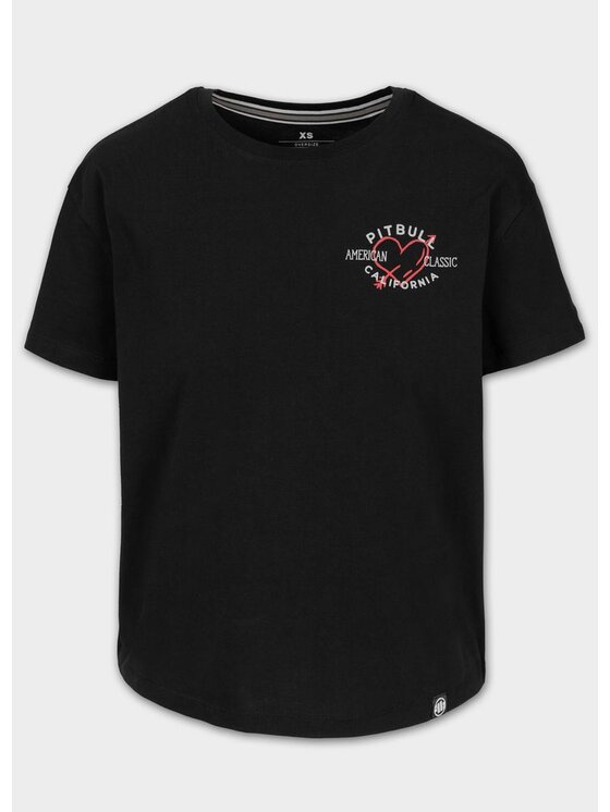 PITBULL PITBULL T-Shirt Koszulka damska Oversize HEART L Czarny Regular Fit