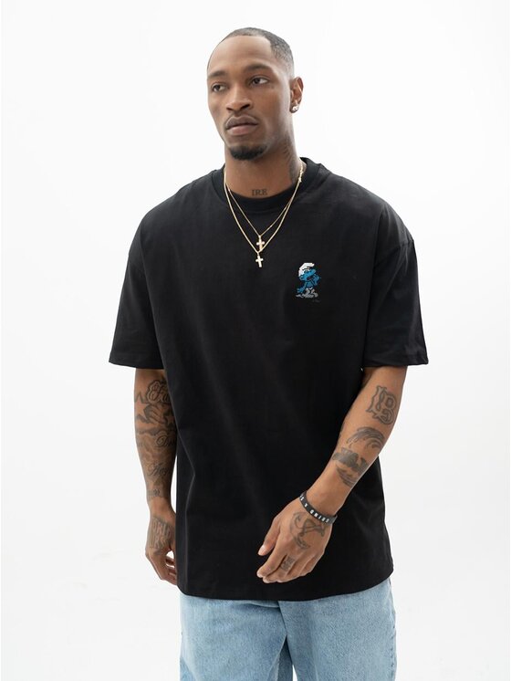Smerfy Smerfy T-Shirt Szeroka luźna 131797 Czarny Oversize