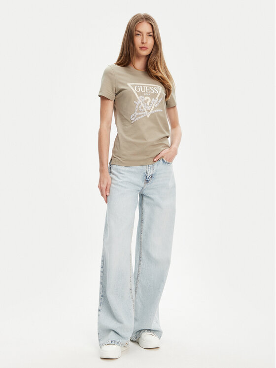 Guess Guess T-krekls W5YI40 I3Z14 Zaļš Regular Fit
