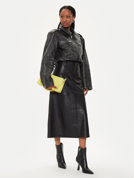 Gestuz Gestuz Ādas svārki Olivi 10908765 Melns Regular Fit