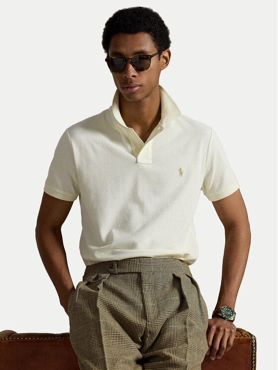 Polo Ralph Lauren Polo Ralph Lauren Тениска с яка и копчета 710534735420 Екрю Regular Fit