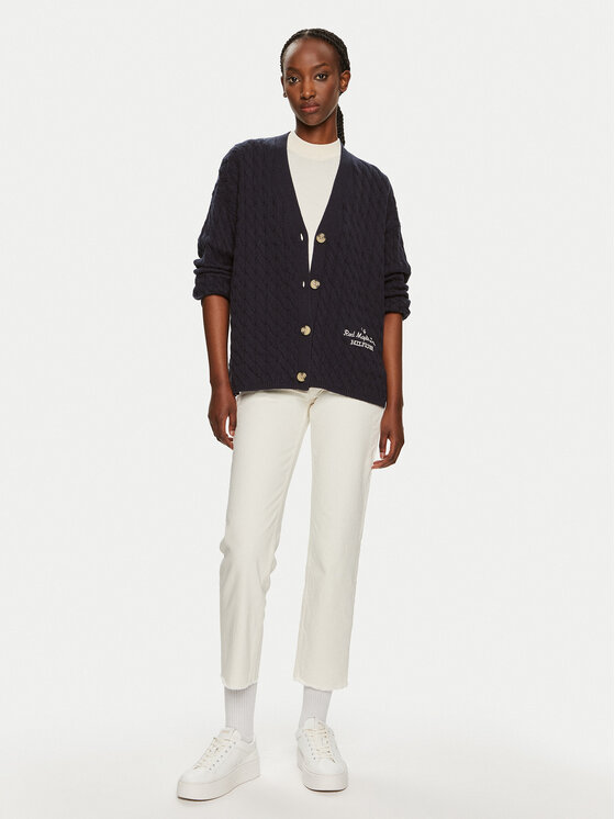 Tommy Hilfiger Tommy Hilfiger Strickjacke WW0WW42143 Dunkelblau Relaxed Fit