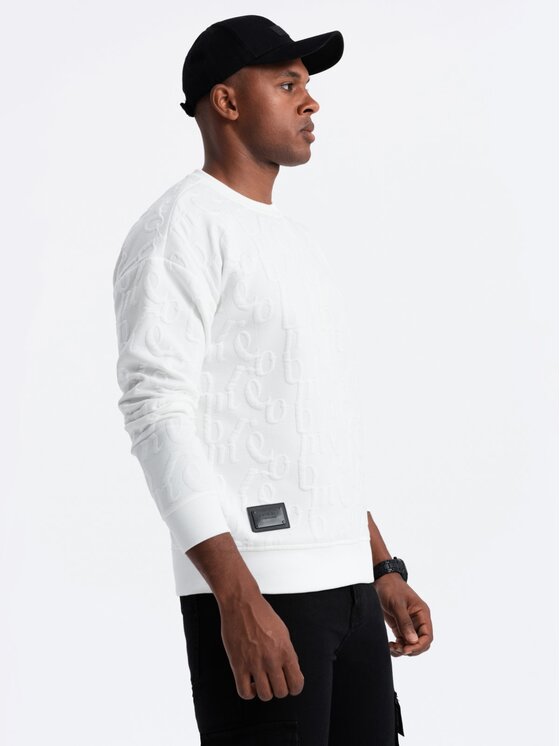 Ombre Ombre Mikina OM-SSNZ-0164 Bílá Relaxed Fit