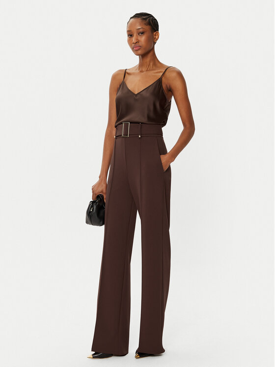 Rinascimento Rinascimento Medžiaginės kelnės CFC0121912003 Ruda Regular Fit