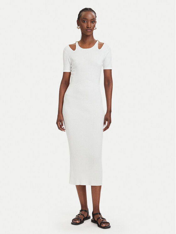 Fracomina Fracomina Trikotažinė suknelė FJ26SD5001K56501 Kreminė Slim Fit