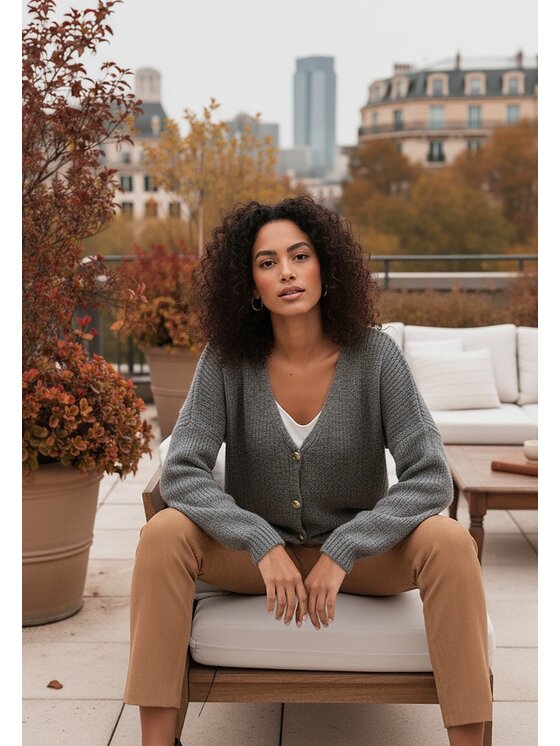 FIGL FIGL Ζακέτα M1241 Γκρι Regular Fit