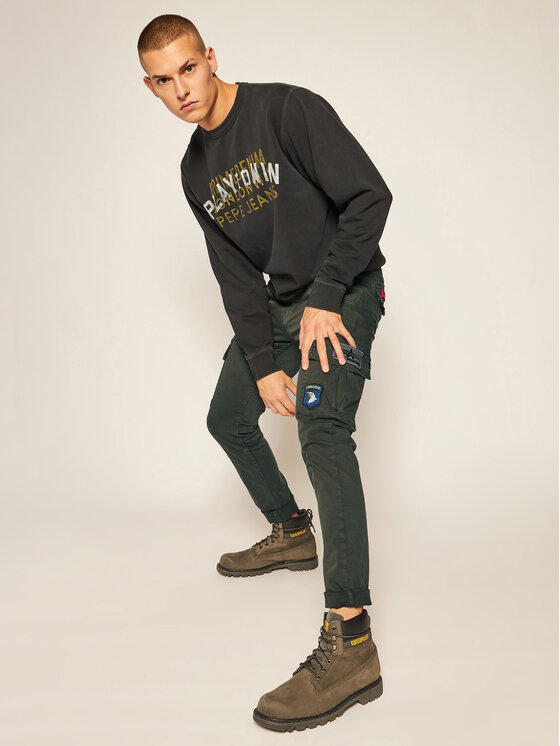Alpha Industries Alpha Industries Spodnie materiałowe Petrol Patch 178207 Zielony Slim Fit
