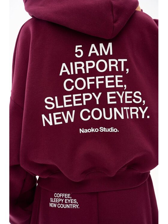 NAOKO NAOKO Bluza Boarding Soon Bordowy Loose Fit