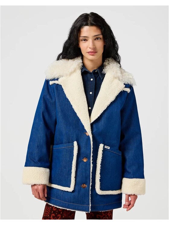 Wrangler Wrangler Kurtka jeansowa WRANGE COAT Niebieski Loose Fit