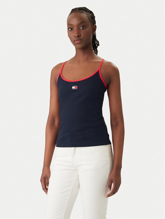 Tommy Jeans Tommy Jeans Top DW0DW22261 Bleumarin Slim Fit
