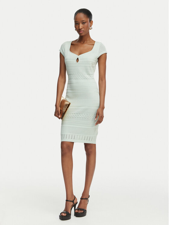 Guess Guess Trikotāžas kleita W6GK21 Z0603 Gaiši zaļa Regular Fit